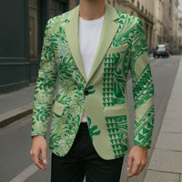 Lime Green Hibiscus Monstera Seamless Kakau Hawaii Blazer LT14 - Polynesian Pride