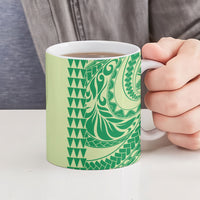 Lime Green Hibiscus Monstera Seamless Kakau Hawaii Ceramic Mug LT14 - Polynesian Pride