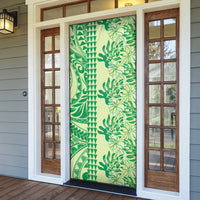 Lime Green Hibiscus Monstera Seamless Kakau Hawaii Door Cover LT14 - Polynesian Pride