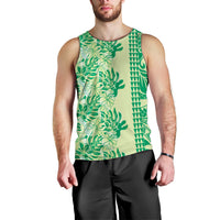 Lime Green Hibiscus Monstera Seamless Kakau Hawaii Men Tank Top LT14 - Polynesian Pride