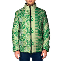 Lime Green Hibiscus Monstera Seamless Kakau Hawaii Padded Jacket LT14 Men Lime Green - Polynesian Pride
