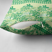 Lime Green Hibiscus Monstera Seamless Kakau Hawaii Pillow Cover LT14 - Polynesian Pride