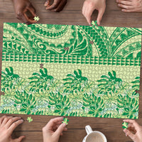 Lime Green Hibiscus Monstera Seamless Kakau Hawaii Puzzle LT14 - Polynesian Pride