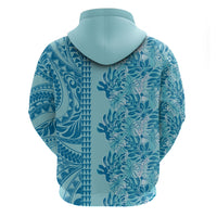 Cyan Hibiscus Monstera Seamless Kakau Hawaii Hoodie LT14 - Polynesian Pride