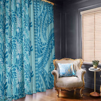 Cyan Hibiscus Monstera Seamless Kakau Hawaii Window Curtain LT14 - Polynesian Pride