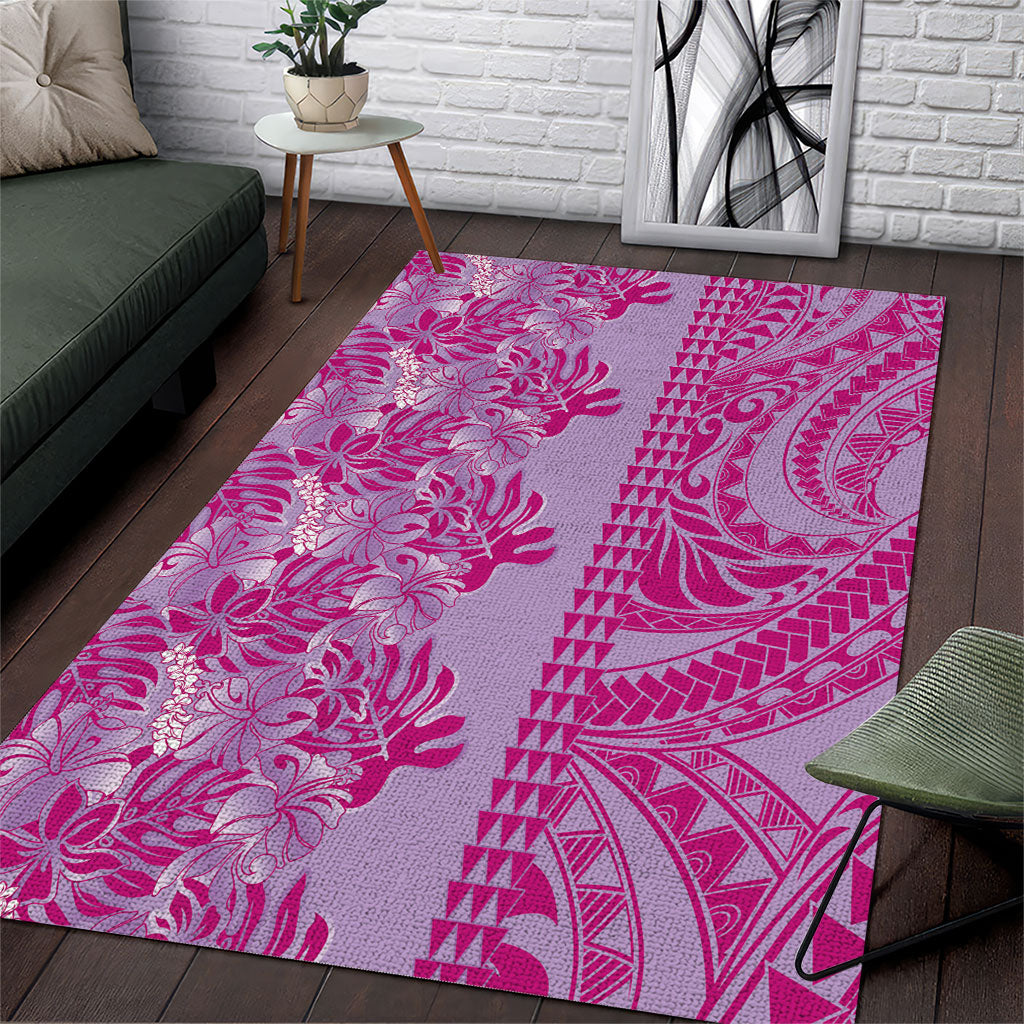 Purple Hibiscus Monstera Seamless Kakau Hawaii Area Rug LT14 Purple - Polynesian Pride