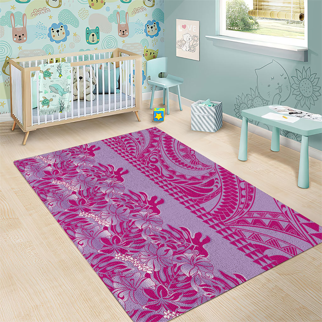 Purple Hibiscus Monstera Seamless Kakau Hawaii Area Rug LT14 - Polynesian Pride