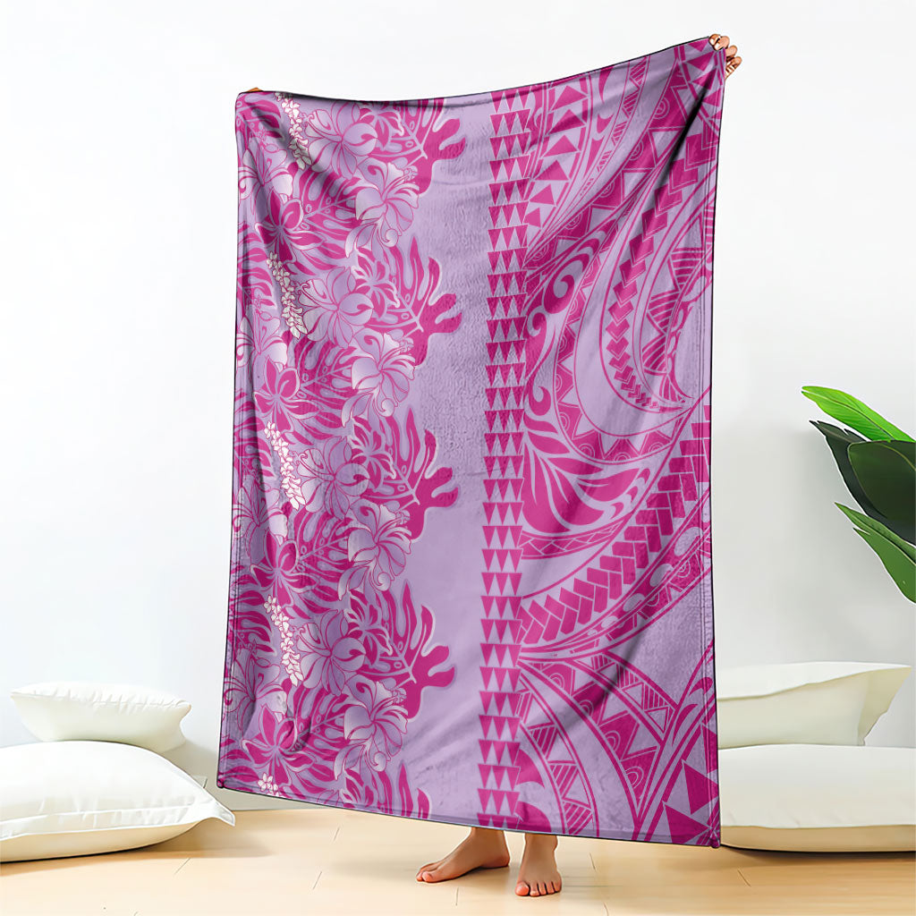 Purple Hibiscus Monstera Seamless Kakau Hawaii Blanket LT14 - Polynesian Pride