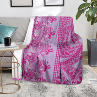 Purple Hibiscus Monstera Seamless Kakau Hawaii Blanket LT14 - Polynesian Pride