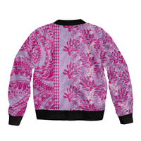 Purple Hibiscus Monstera Seamless Kakau Hawaii Bomber Jacket LT14 - Polynesian Pride