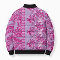 Purple Hibiscus Monstera Seamless Kakau Hawaii Bomber Puffer Jacket LT14 - Polynesian Pride