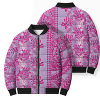 Purple Hibiscus Monstera Seamless Kakau Hawaii Bomber Puffer Jacket LT14 - Polynesian Pride