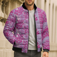 Purple Hibiscus Monstera Seamless Kakau Hawaii Bomber Puffer Jacket LT14 - Polynesian Pride