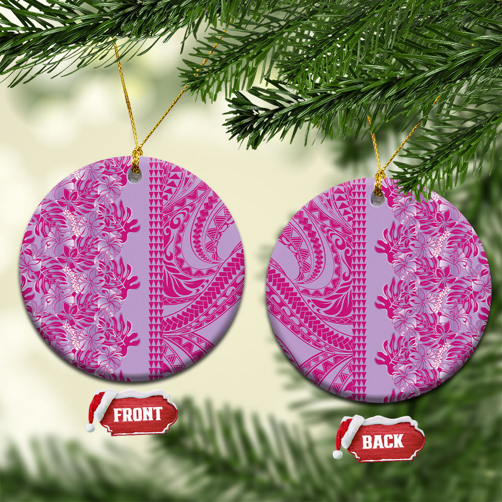 Purple Hibiscus Monstera Seamless Kakau Hawaii Ceramic Ornament LT14 Circle Purple - Polynesian Pride