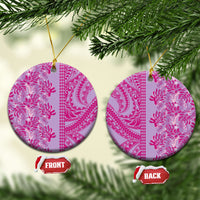 Purple Hibiscus Monstera Seamless Kakau Hawaii Ceramic Ornament LT14 Circle Purple - Polynesian Pride