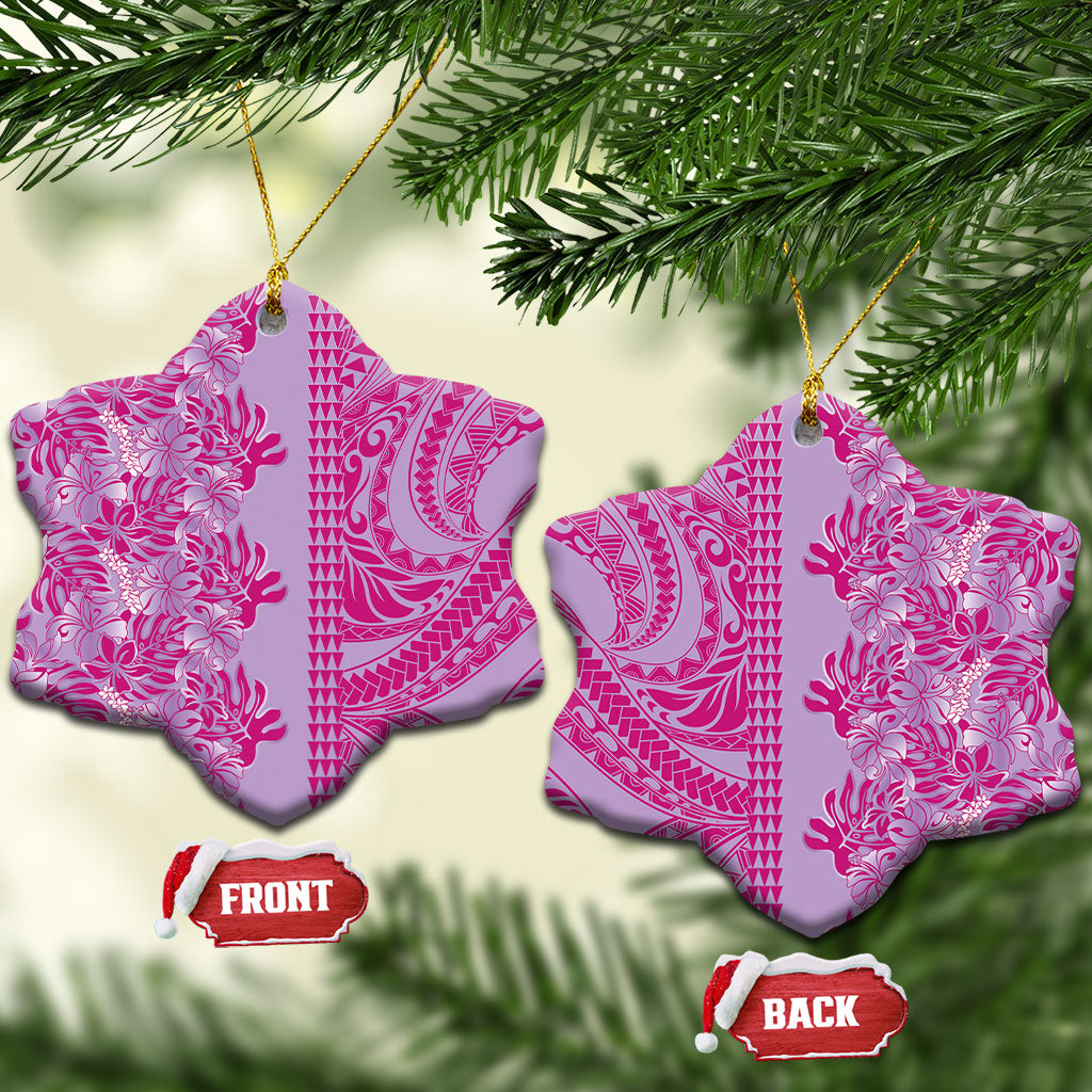 Purple Hibiscus Monstera Seamless Kakau Hawaii Ceramic Ornament LT14 Snow Flake Purple - Polynesian Pride