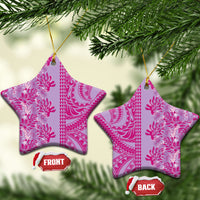 Purple Hibiscus Monstera Seamless Kakau Hawaii Ceramic Ornament LT14 Star Purple - Polynesian Pride
