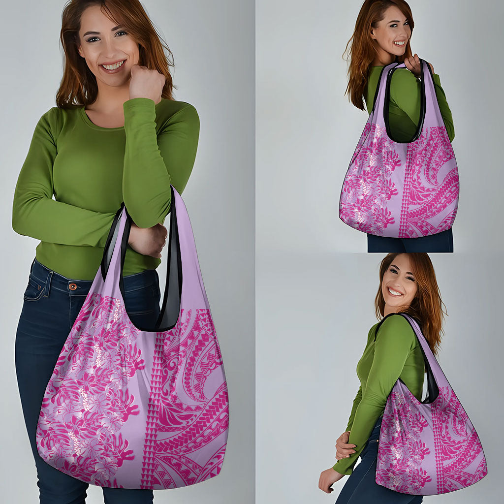 Purple Hibiscus Monstera Seamless Kakau Hawaii Grocery Bag LT14 - Polynesian Pride