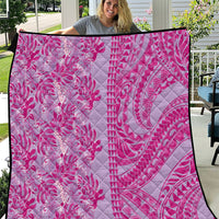 Purple Hibiscus Monstera Seamless Kakau Hawaii Quilt