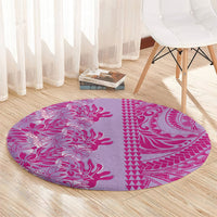 Purple Hibiscus Monstera Seamless Kakau Hawaii Round Carpet LT14 - Polynesian Pride