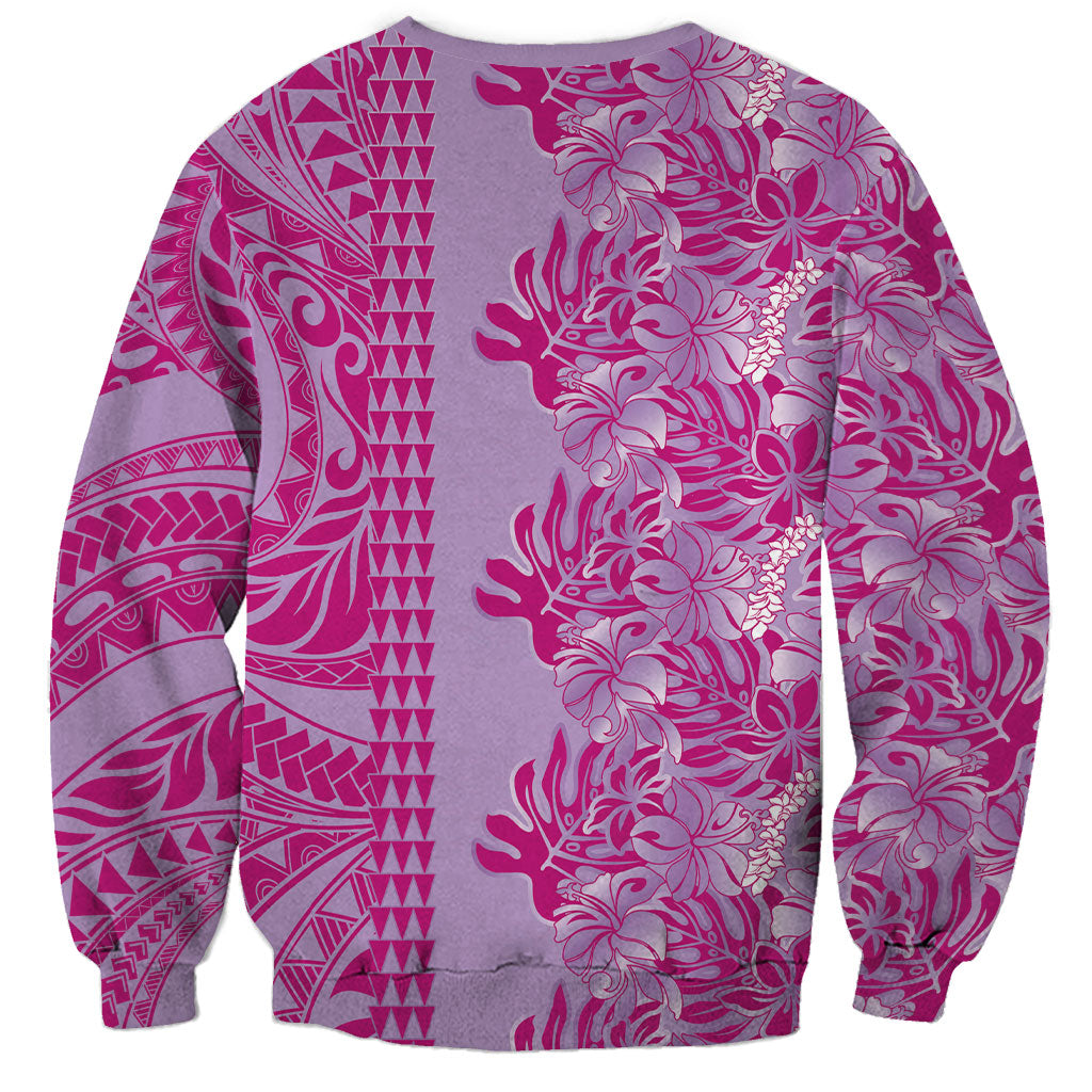 Purple Hibiscus Monstera Seamless Kakau Hawaii Sweatshirt LT14 - Polynesian Pride