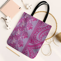 Purple Hibiscus Monstera Seamless Kakau Hawaii Tote Bag LT14 Black Strap One Size Purple - Polynesian Pride