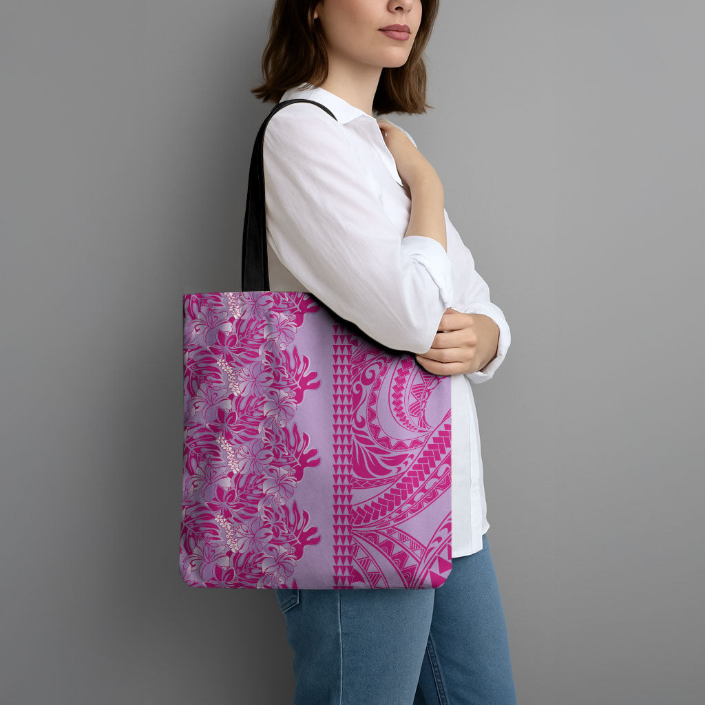 Purple Hibiscus Monstera Seamless Kakau Hawaii Tote Bag LT14 - Polynesian Pride