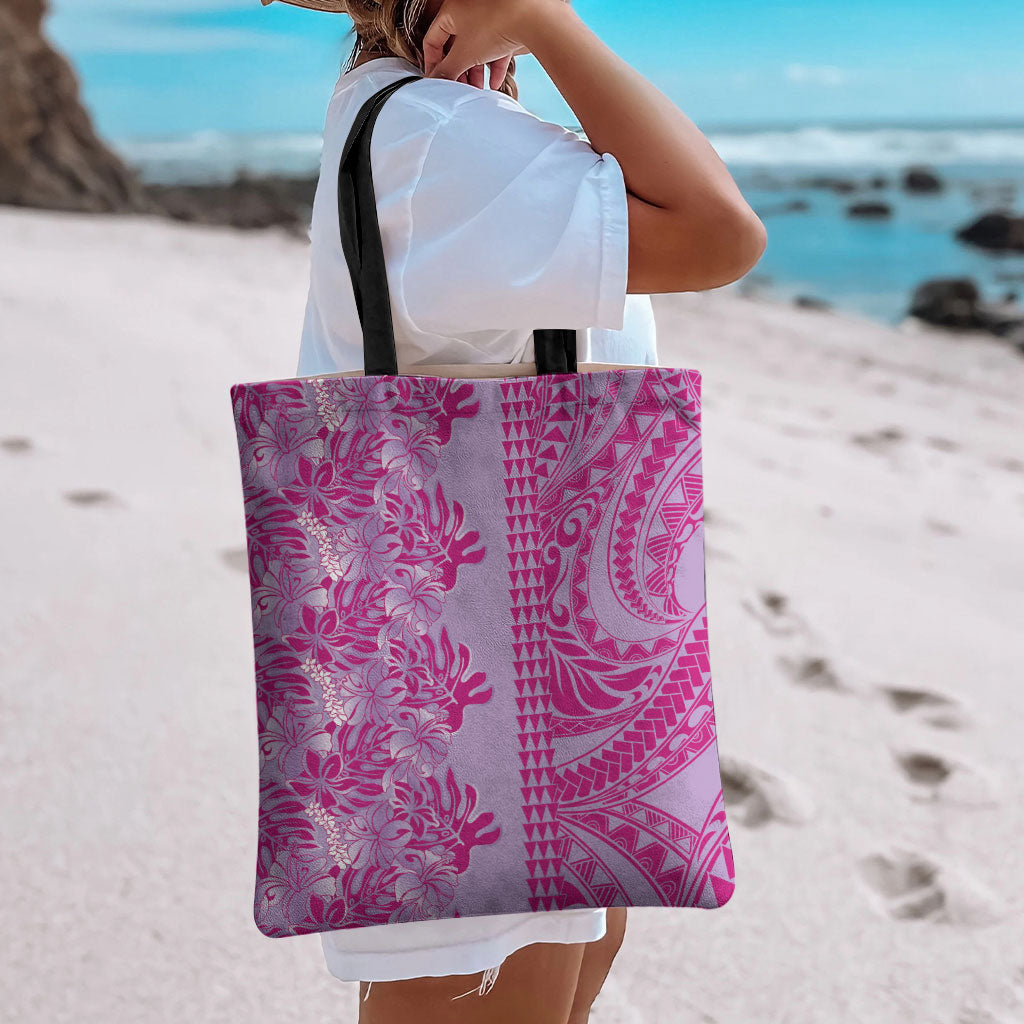 Purple Hibiscus Monstera Seamless Kakau Hawaii Tote Bag LT14 - Polynesian Pride