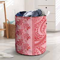 Red Hibiscus Monstera Seamless Kakau Hawaii Laundry Basket LT14 Red - Polynesian Pride