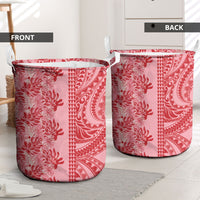 Red Hibiscus Monstera Seamless Kakau Hawaii Laundry Basket LT14 - Polynesian Pride