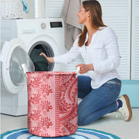 Red Hibiscus Monstera Seamless Kakau Hawaii Laundry Basket LT14 - Polynesian Pride