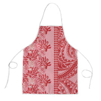 Red Hibiscus Monstera Seamless Kakau Hawaii Apron LT14 Red - Polynesian Pride