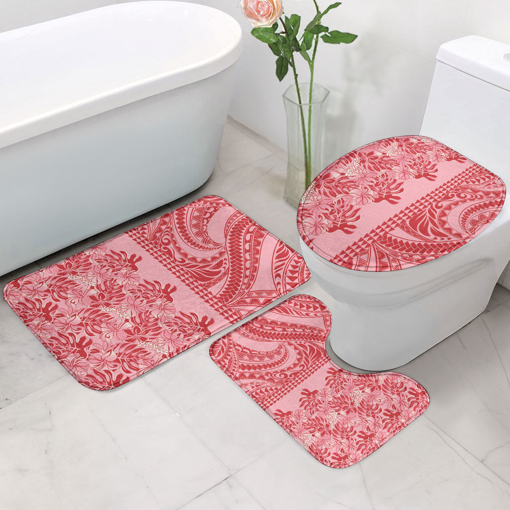 Red Hibiscus Monstera Seamless Kakau Hawaii Bathroom Set LT14 - Polynesian Pride
