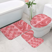Red Hibiscus Monstera Seamless Kakau Hawaii Bathroom Set LT14 - Polynesian Pride