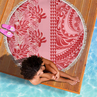 Red Hibiscus Monstera Seamless Kakau Hawaii Beach Blanket LT14 - Polynesian Pride