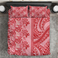 Red Hibiscus Monstera Seamless Kakau Hawaii Bedding Set LT14 Red - Polynesian Pride