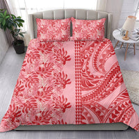 Red Hibiscus Monstera Seamless Kakau Hawaii Bedding Set LT14 - Polynesian Pride
