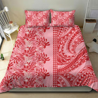 Red Hibiscus Monstera Seamless Kakau Hawaii Bedding Set LT14 - Polynesian Pride