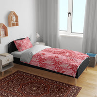 Red Hibiscus Monstera Seamless Kakau Hawaii Bedding Set LT14 - Polynesian Pride