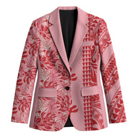 Red Hibiscus Monstera Seamless Kakau Hawaii Blazer LT14 Unisex Red - Polynesian Pride
