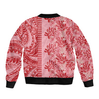 Red Hibiscus Monstera Seamless Kakau Hawaii Bomber Jacket LT14 - Polynesian Pride