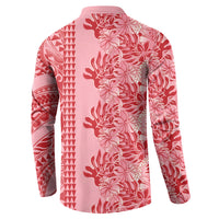 Red Hibiscus Monstera Seamless Kakau Hawaii Button Sweatshirt LT14 - Polynesian Pride