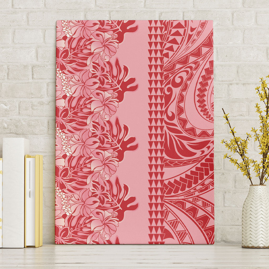 Red Hibiscus Monstera Seamless Kakau Hawaii Canvas Wall Art LT14 Without Frame Red - Polynesian Pride
