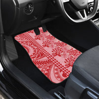 Red Hibiscus Monstera Seamless Kakau Hawaii Car Mats LT14 - Polynesian Pride