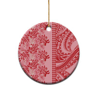 Red Hibiscus Monstera Seamless Kakau Hawaii Ceramic Ornament