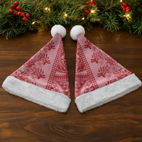Red Hibiscus Monstera Seamless Kakau Hawaii Christmas Santa Hat LT14 - Polynesian Pride