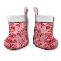 Red Hibiscus Monstera Seamless Kakau Hawaii Christmas Stocking