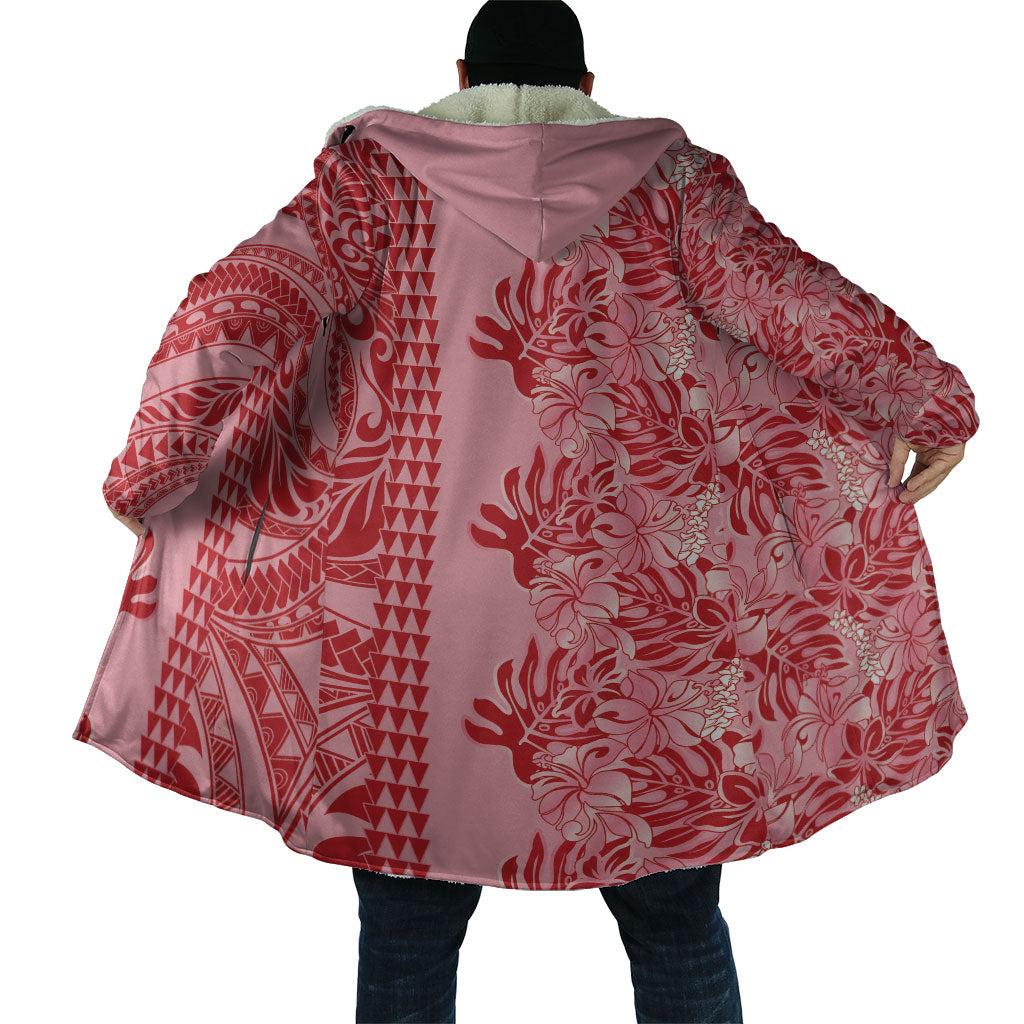 Red Hibiscus Monstera Seamless Kakau Hawaii Cloak LT14 - Polynesian Pride