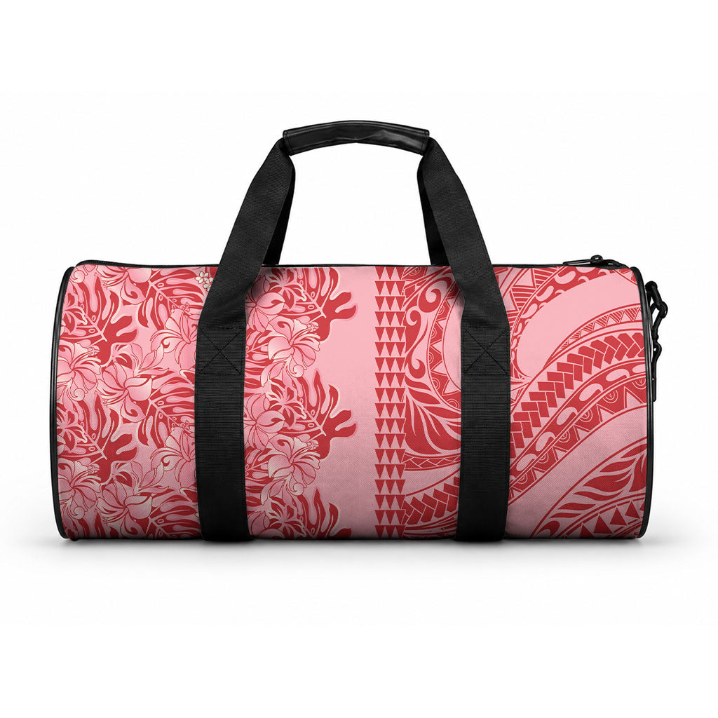 Red Hibiscus Monstera Seamless Kakau Hawaii Duffle Bag LT14 One size Red - Polynesian Pride