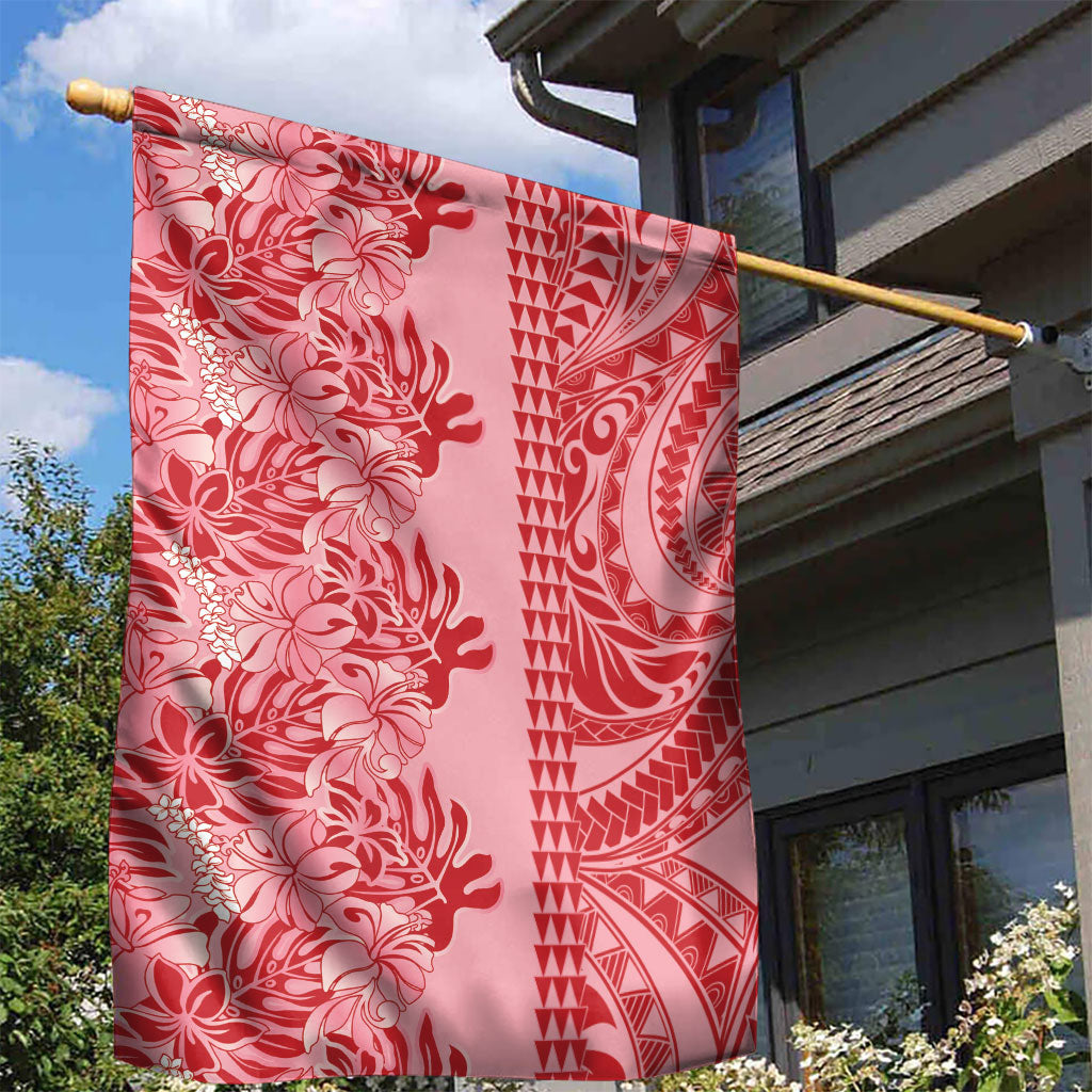 Red Hibiscus Monstera Seamless Kakau Hawaii Garden Flag